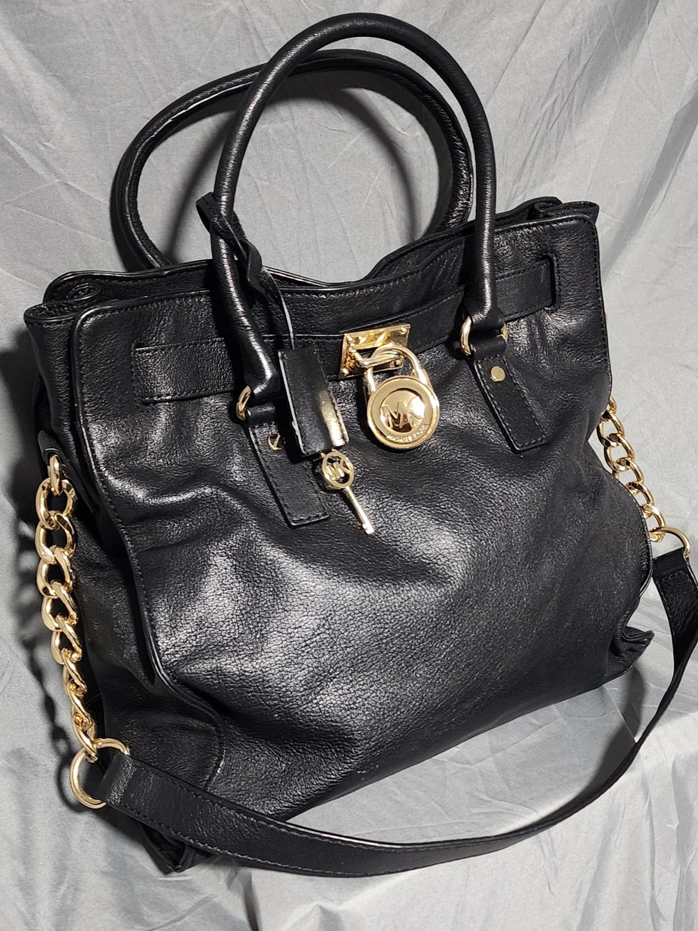 Michael Kors Black Hamilton Leather Satchel Shoulderbag Purse